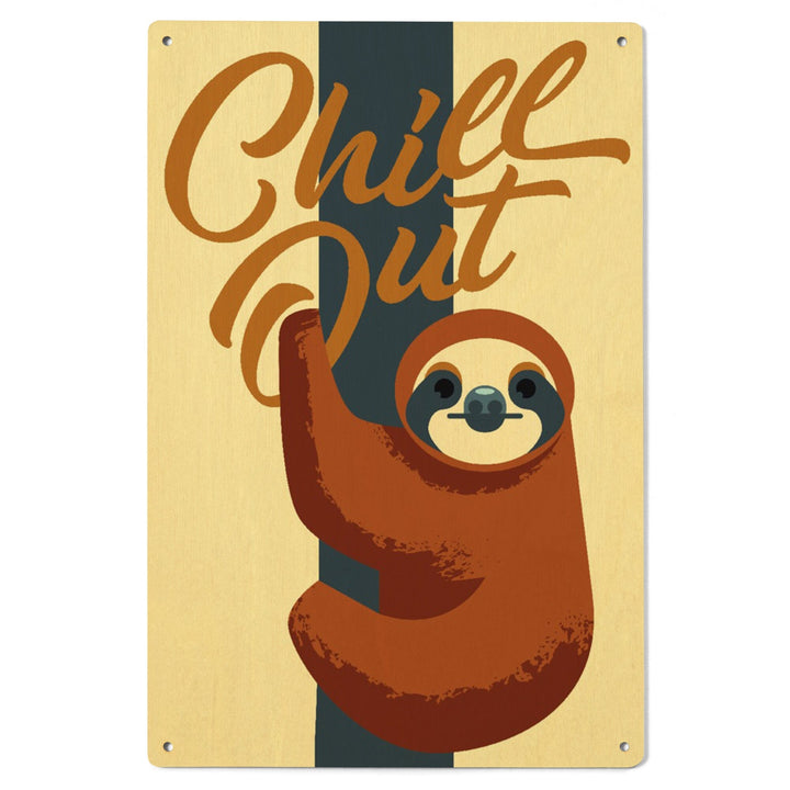Sloth, Geometric, Chill Out, Lantern Press Artwork, Wood Signs and Postcards Wood Lantern Press 
