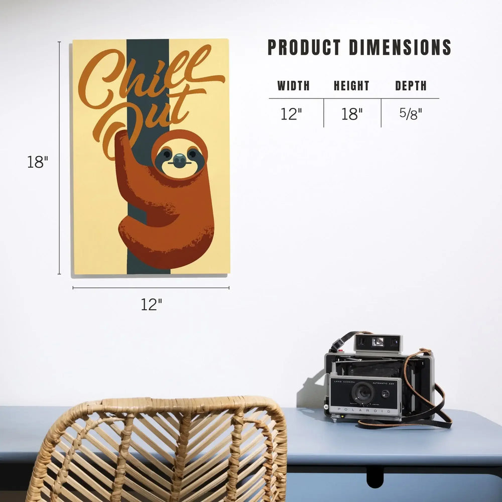 Sloth, Geometric, Chill Out, Lantern Press Artwork, Wood Signs and Postcards Wood Lantern Press 