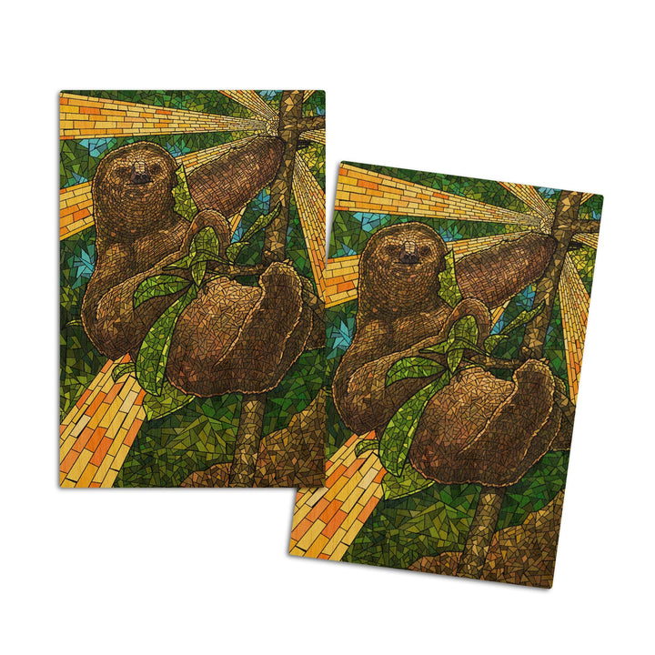 Sloth, Mosaic, Lantern Press Artwork, Wood Signs and Postcards Wood Lantern Press 4x6 Wood Postcard Set 