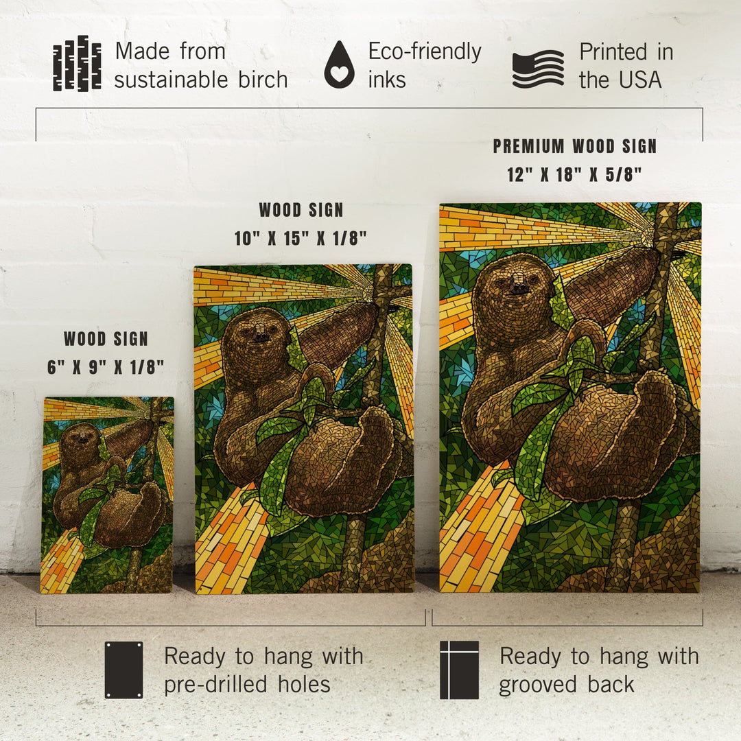 Sloth, Mosaic, Lantern Press Artwork, Wood Signs and Postcards Wood Lantern Press 