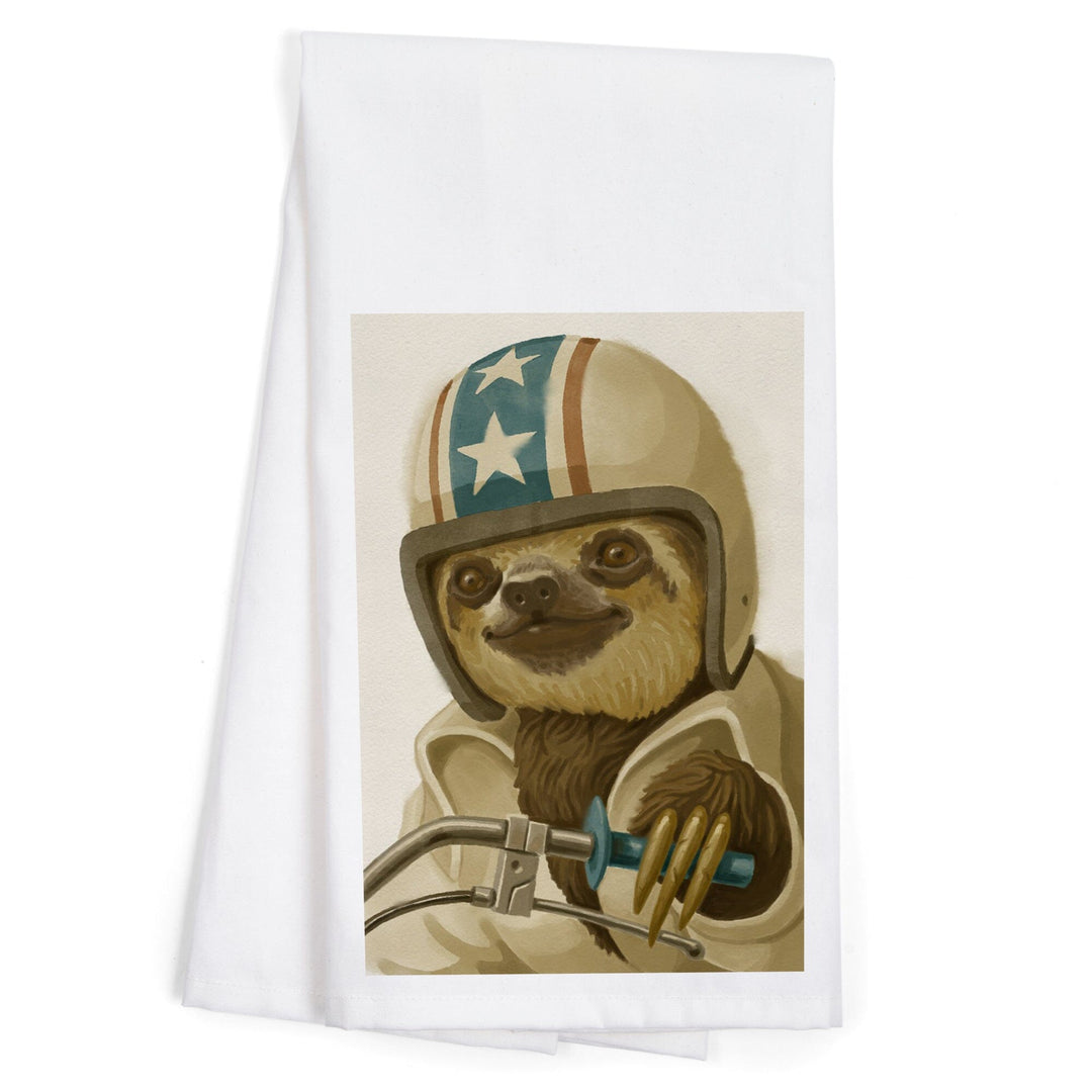 Sloth, Oil Painting, Organic Cotton Kitchen Tea Towels Kitchen Lantern Press 