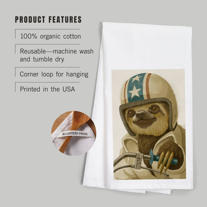 Sloth, Oil Painting, Organic Cotton Kitchen Tea Towels Kitchen Lantern Press 
