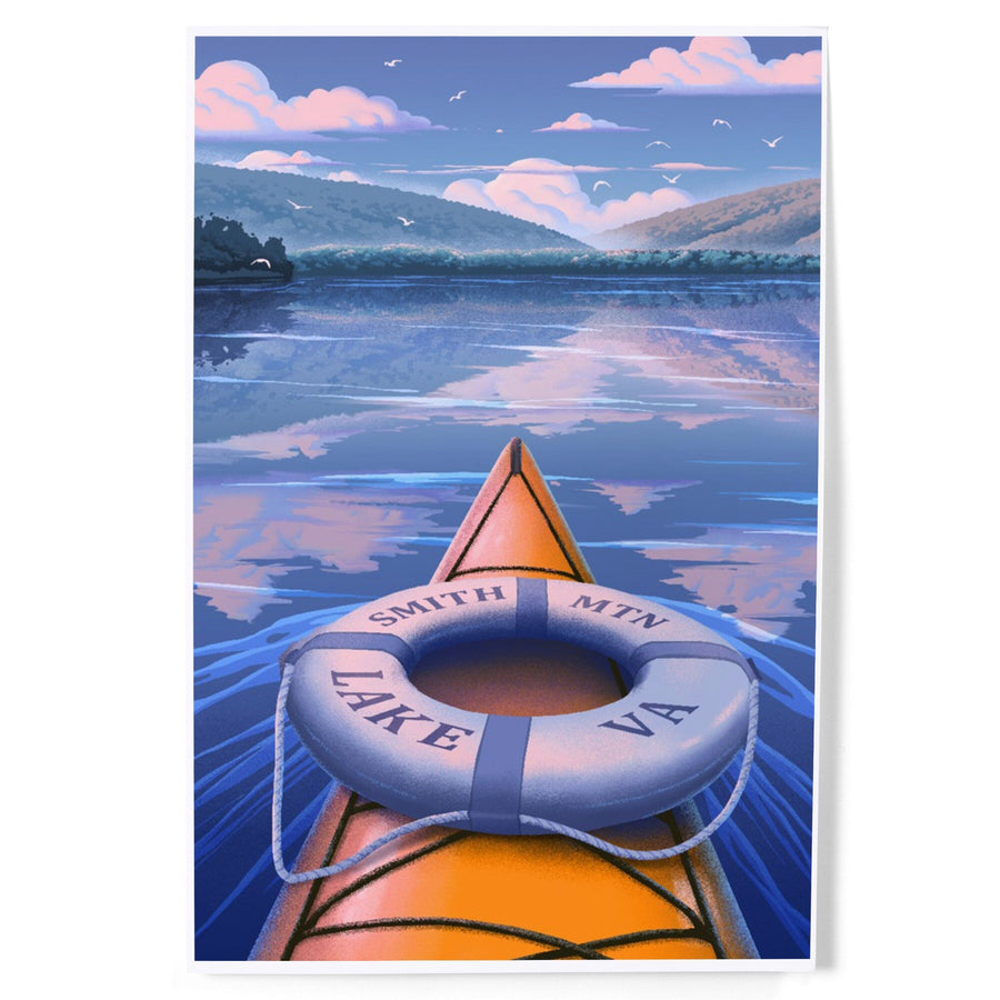 Smith Mountain Lake, Virginia, Lithograph, Kayak on Smith Mountain Lake, Art & Giclee Prints Art Lantern Press 