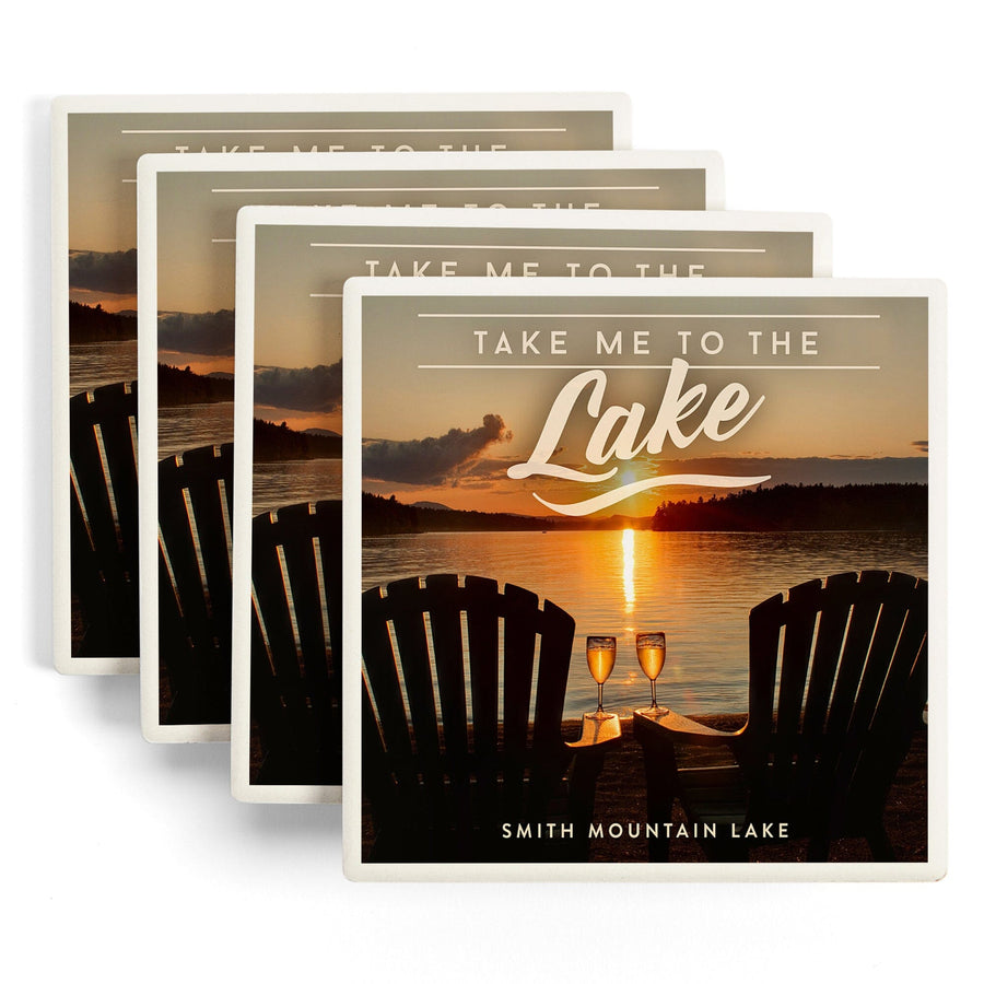 Smith Mountain Lake, Virginia, Take Me to the Lake, Sunset View, Lantern Press Photography, Coaster Set Coasters Lantern Press 