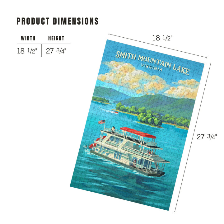 Smith Mountian Lake, Virginia, Oil Painting, Houseboat on Smith Mountain Lake, Jigsaw Puzzle Puzzle Lantern Press 