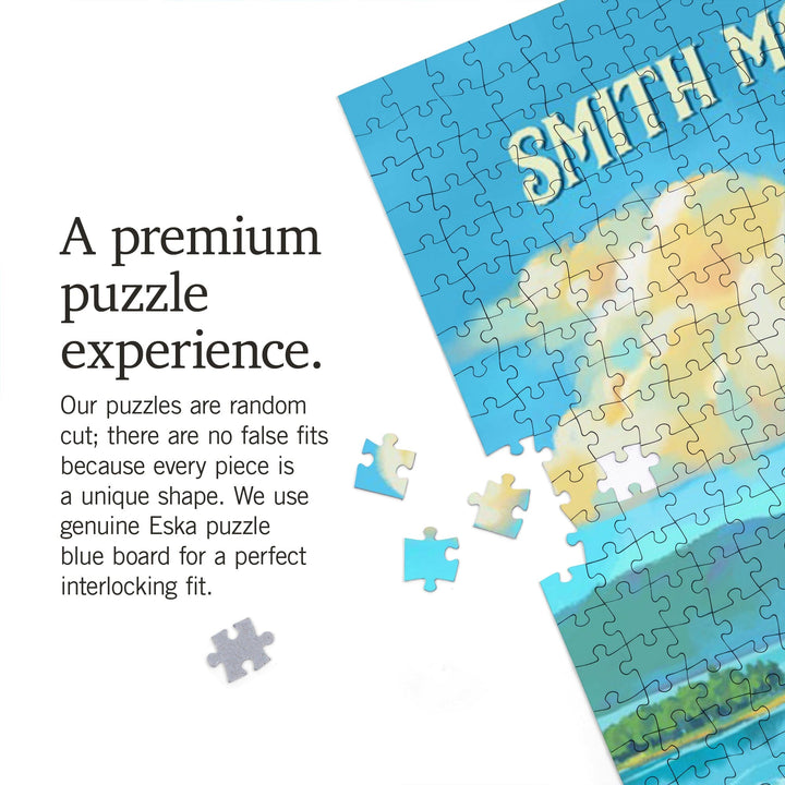 Smith Mountian Lake, Virginia, Oil Painting, Houseboat on Smith Mountain Lake, Jigsaw Puzzle Puzzle Lantern Press 