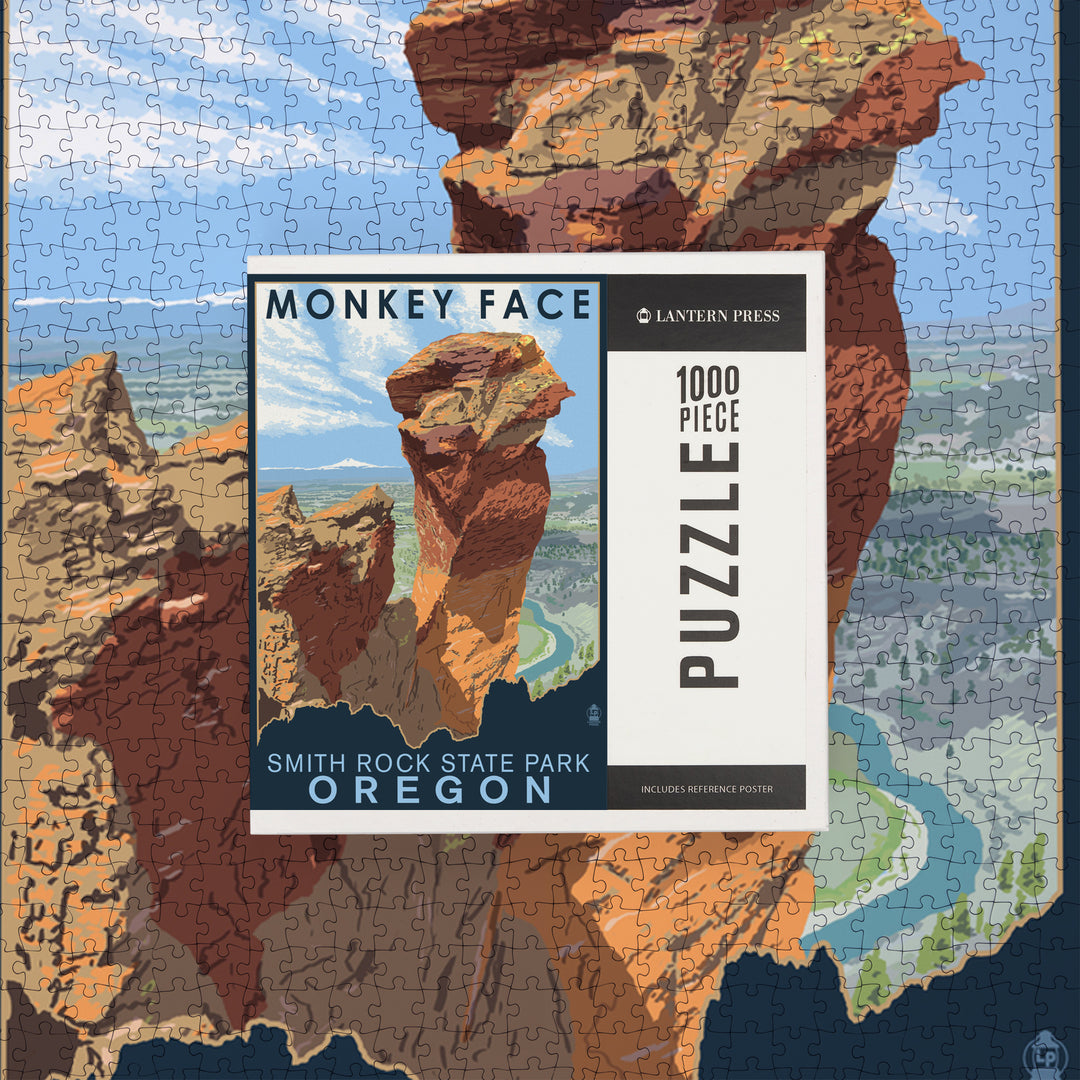 Smith Rock State Park, Oregon, Monkey Face, Jigsaw Puzzle Puzzle Lantern Press 