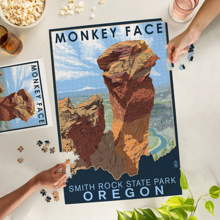 Smith Rock State Park, Oregon, Monkey Face, Jigsaw Puzzle Puzzle Lantern Press 