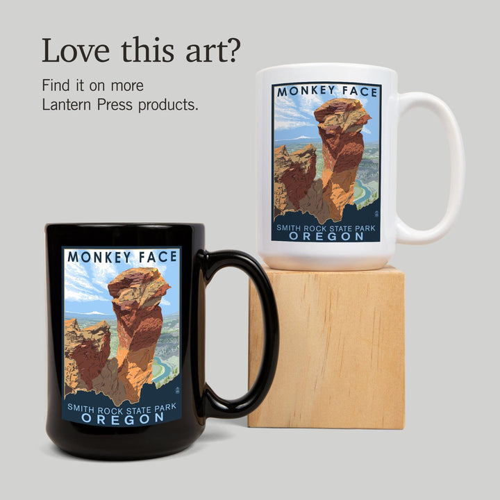 Smith Rock State Park, Oregon, Monkey Face, Lantern Press Artwork, Ceramic Mug Mugs Lantern Press 