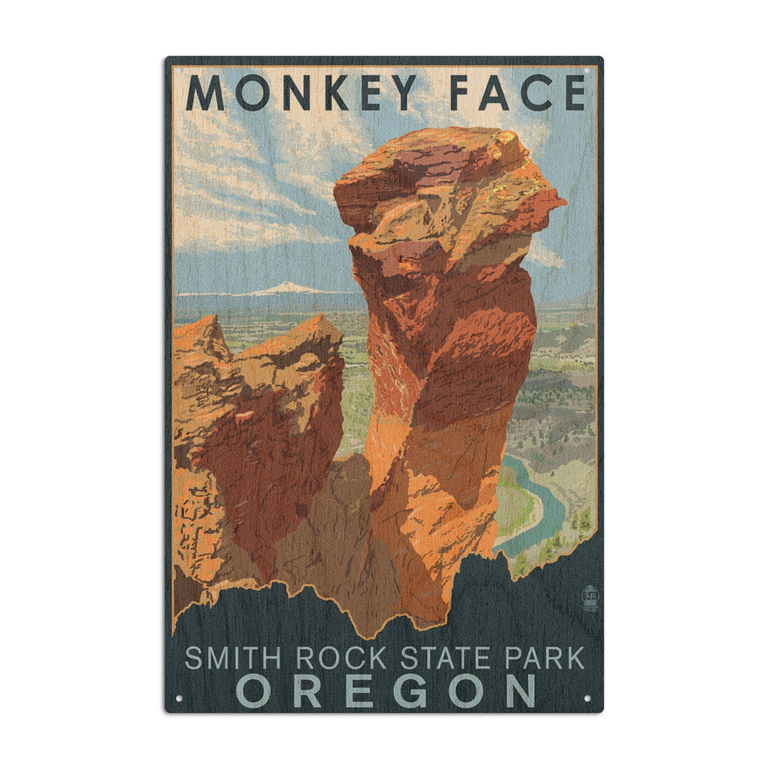 Smith Rock State Park, Oregon, Monkey Face, Lantern Press Artwork, Wood Signs and Postcards Wood Lantern Press 10 x 15 Wood Sign 