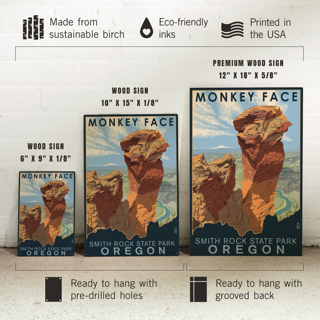 Smith Rock State Park, Oregon, Monkey Face, Lantern Press Artwork, Wood Signs and Postcards Wood Lantern Press 