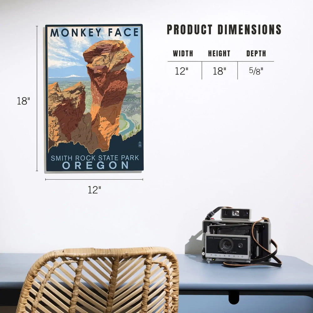 Smith Rock State Park, Oregon, Monkey Face, Lantern Press Artwork, Wood Signs and Postcards Wood Lantern Press 