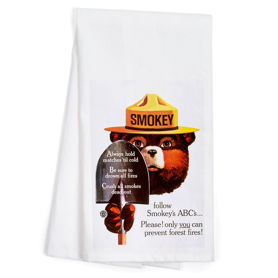 Smokey Bear, ABCs, Shovels, Officially Licensed Vintage Poster, Organic Cotton Kitchen Tea Towels Kitchen Lantern Press 