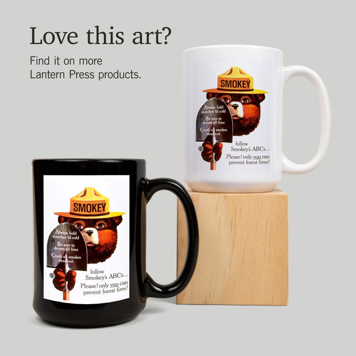 Smokey Bear, ABCs, Shovels, Vintage Poster, Ceramic Mug Mugs Lantern Press 