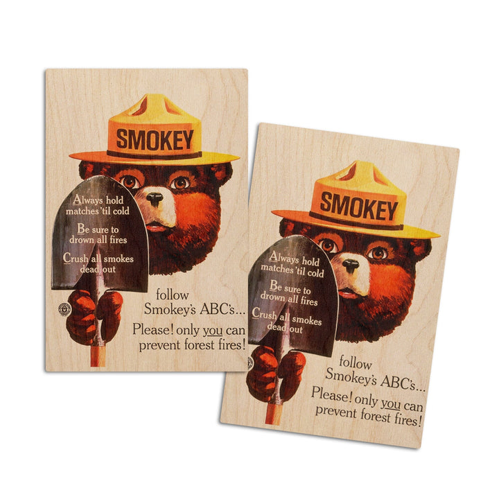 Smokey Bear, ABCs, Shovels, Vintage Poster, Wood Signs and Postcards Wood Lantern Press 4x6 Wood Postcard Set 