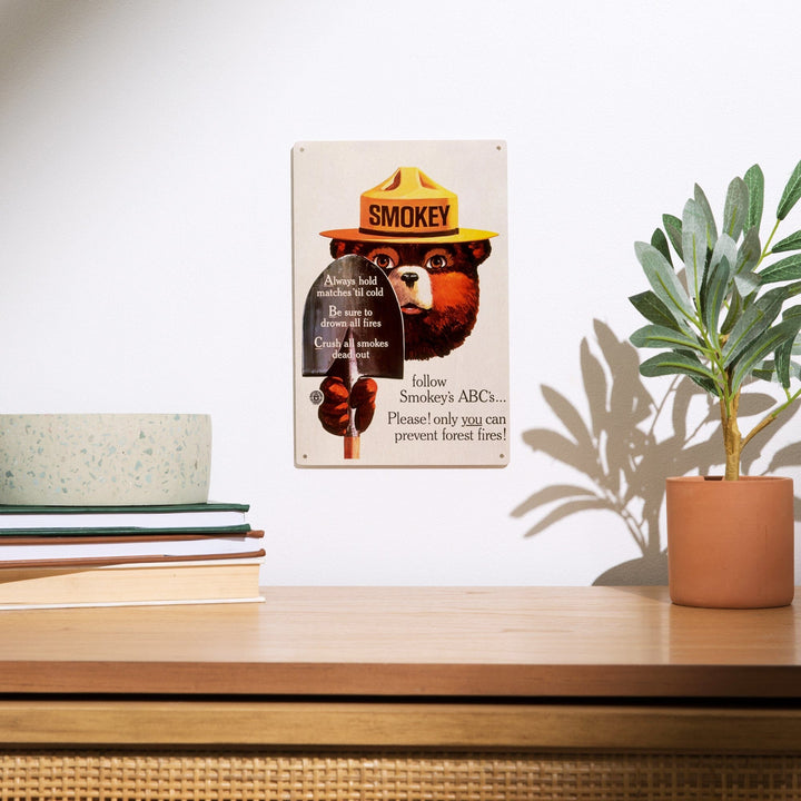 Smokey Bear, ABCs, Shovels, Vintage Poster, Wood Signs and Postcards Wood Lantern Press 