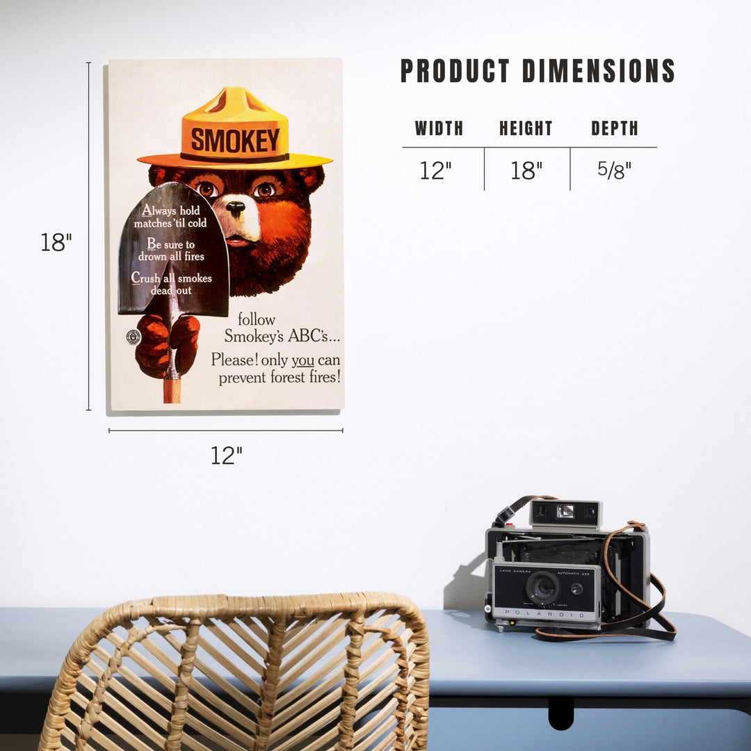 Smokey Bear, ABCs, Shovels, Vintage Poster, Wood Signs and Postcards Wood Lantern Press 
