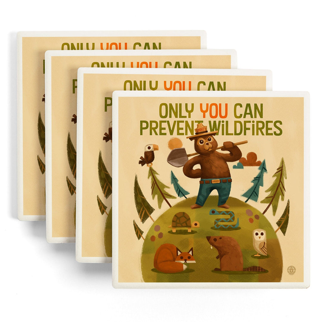 Smokey Bear and Friends, Lantern Press Artwork, Coaster Set Coasters Lantern Press 