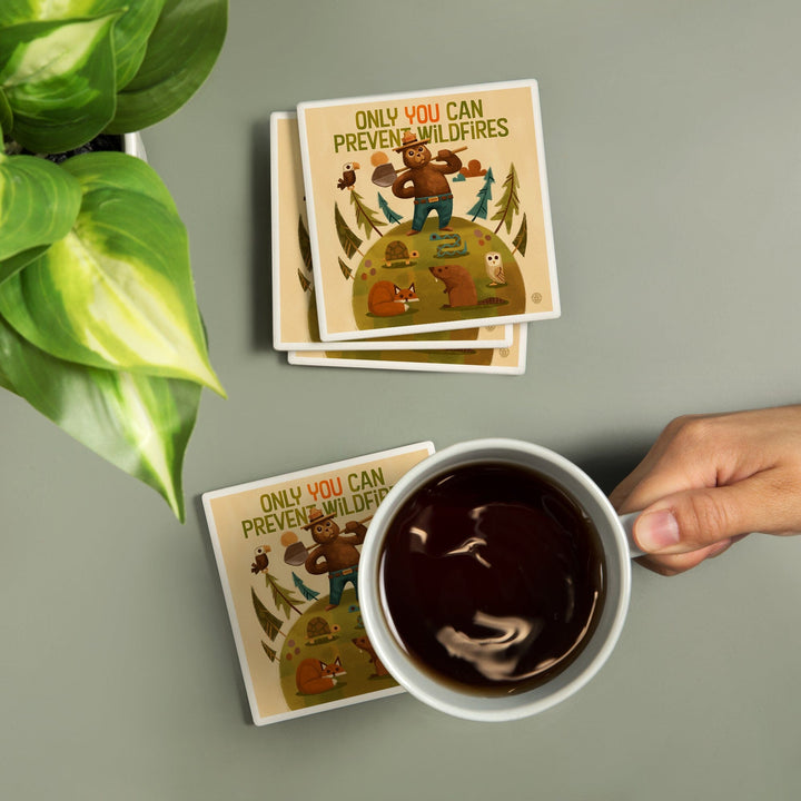 Smokey Bear and Friends, Lantern Press Artwork, Coaster Set Coasters Lantern Press 