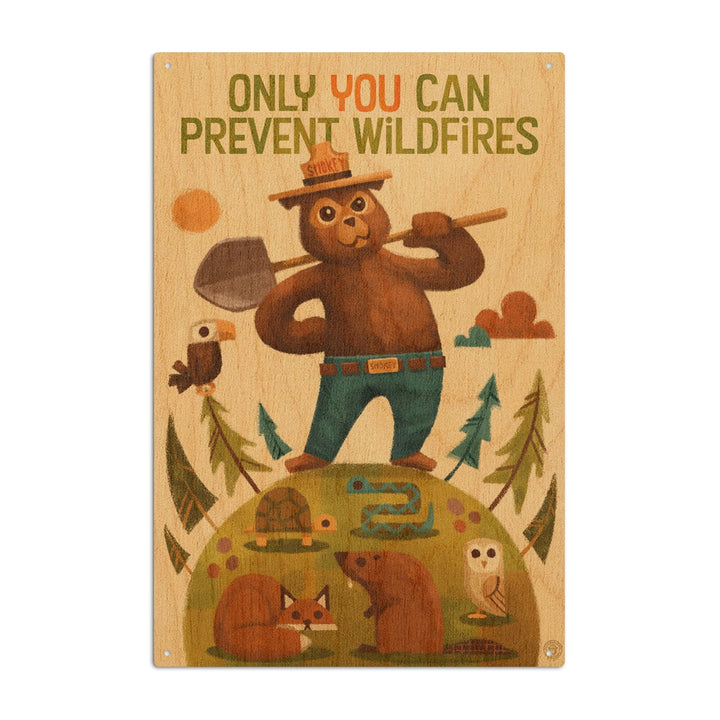 Smokey Bear and Friends, Lantern Press Artwork, Wood Signs and Postcards Wood Lantern Press 10 x 15 Wood Sign 