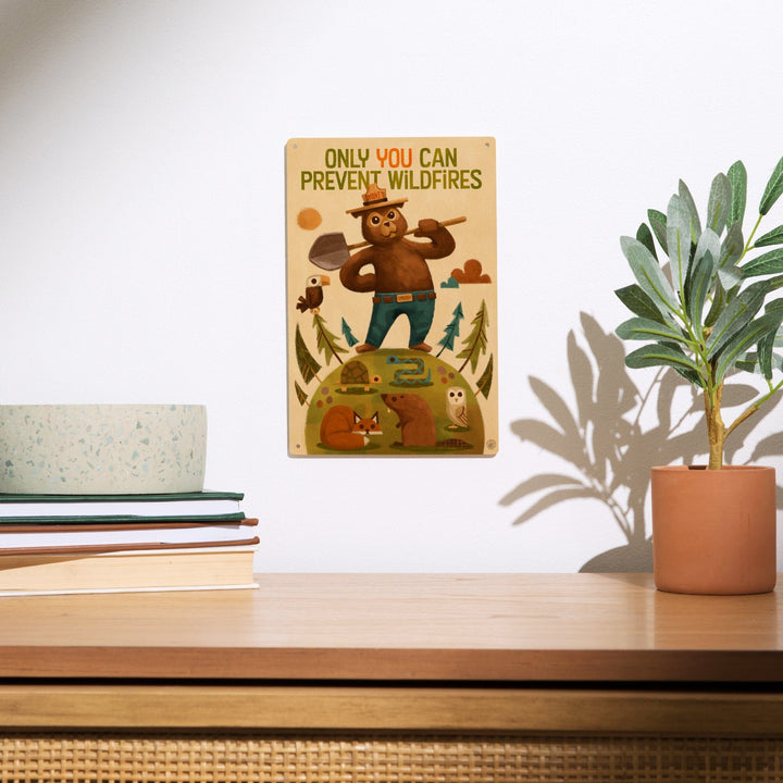 Smokey Bear and Friends, Lantern Press Artwork, Wood Signs and Postcards Wood Lantern Press 