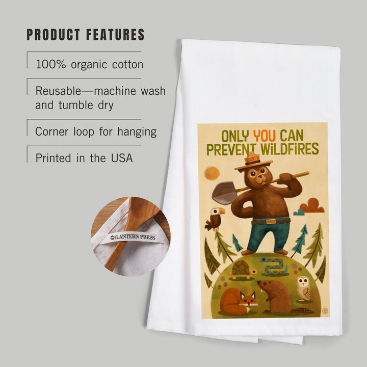 Smokey Bear and Friends, Officially Licensed, Organic Cotton Kitchen Tea Towels Kitchen Lantern Press 