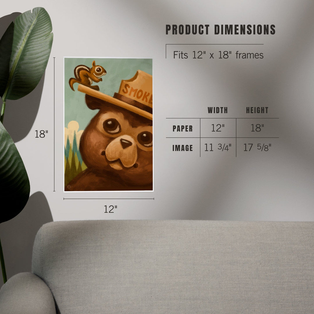 Smokey Bear and Squirrel, Officially Licensed, Art & Giclee Prints Art Lantern Press 