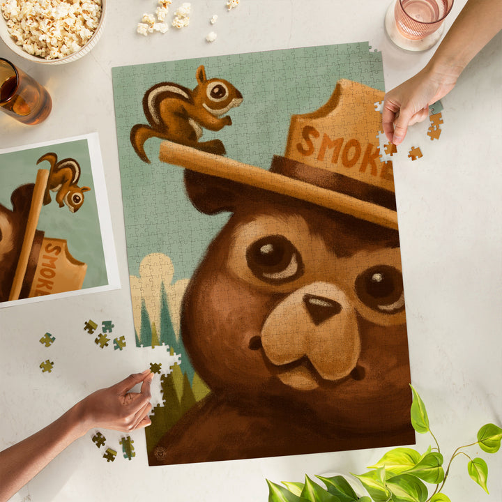 Smokey Bear and Squirrel, Officially Licensed, Jigsaw Puzzle Puzzle Lantern Press 