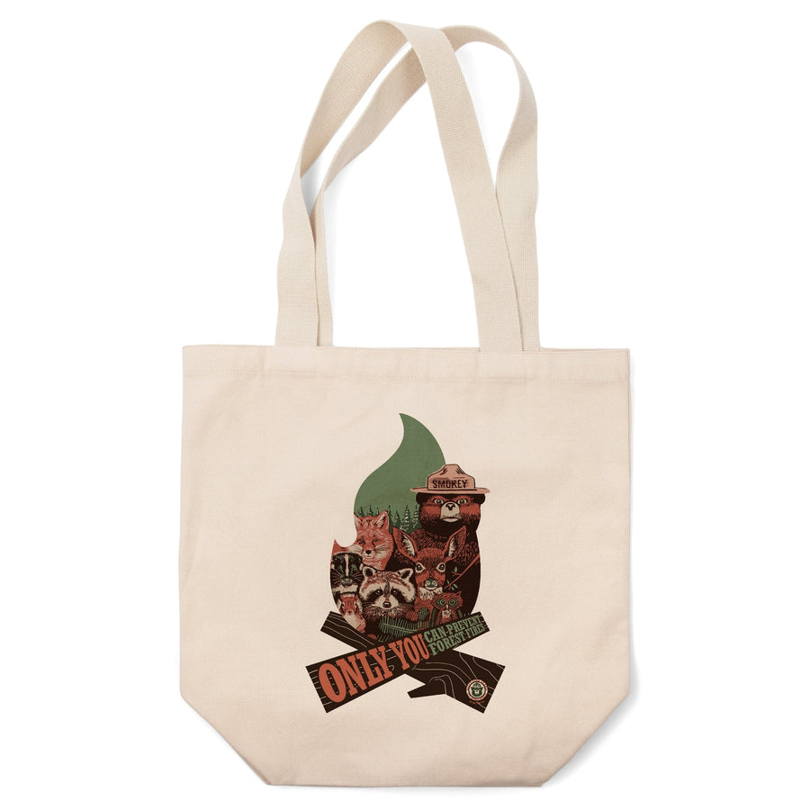 Smokey Bear and Woodland Creatures, Only You Can Prevent Wildfires,, Tote Bag Totes Lantern Press 