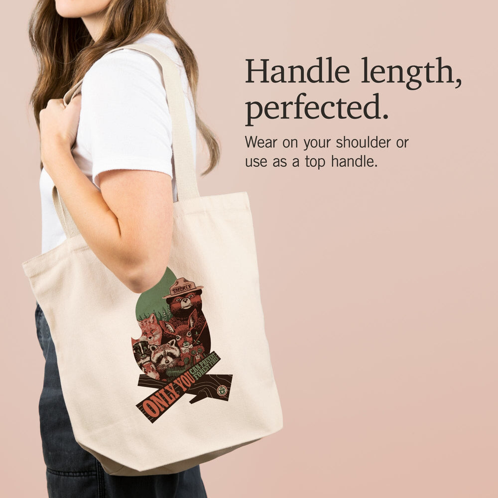 Smokey Bear and Woodland Creatures, Only You Can Prevent Wildfires,, Tote Bag Totes Lantern Press 