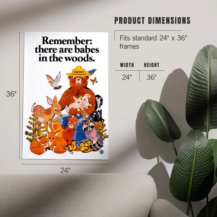 Smokey Bear, Babes in the Woods, Vintage Poster Art Lantern Press 