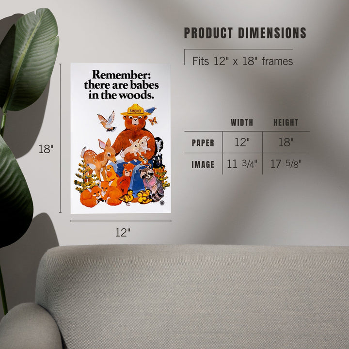 Smokey Bear, Babes in the Woods, Vintage Poster Art Lantern Press 