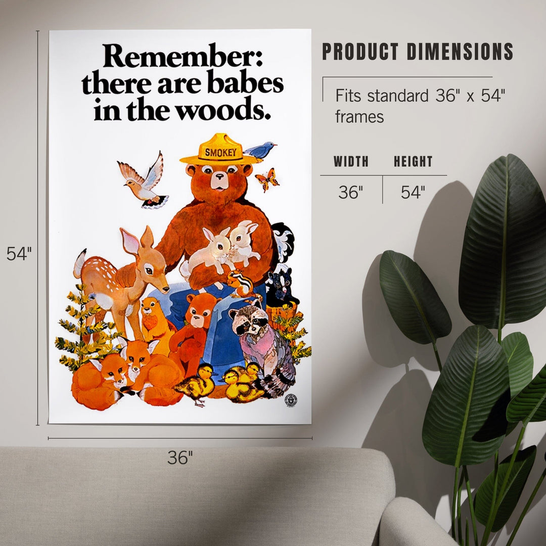 Smokey Bear, Babes in the Woods, Vintage Poster Art Lantern Press 