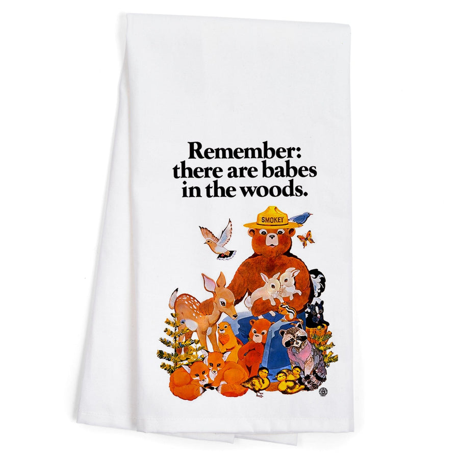 Smokey Bear, Babes in the Woods, Vintage Poster, Organic Cotton Kitchen Tea Towels Kitchen Lantern Press 