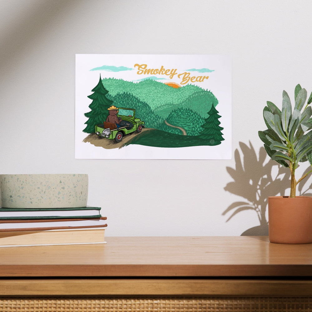 Smokey Bear Driving, Officially Licensed, Art & Giclee Prints Art Lantern Press 
