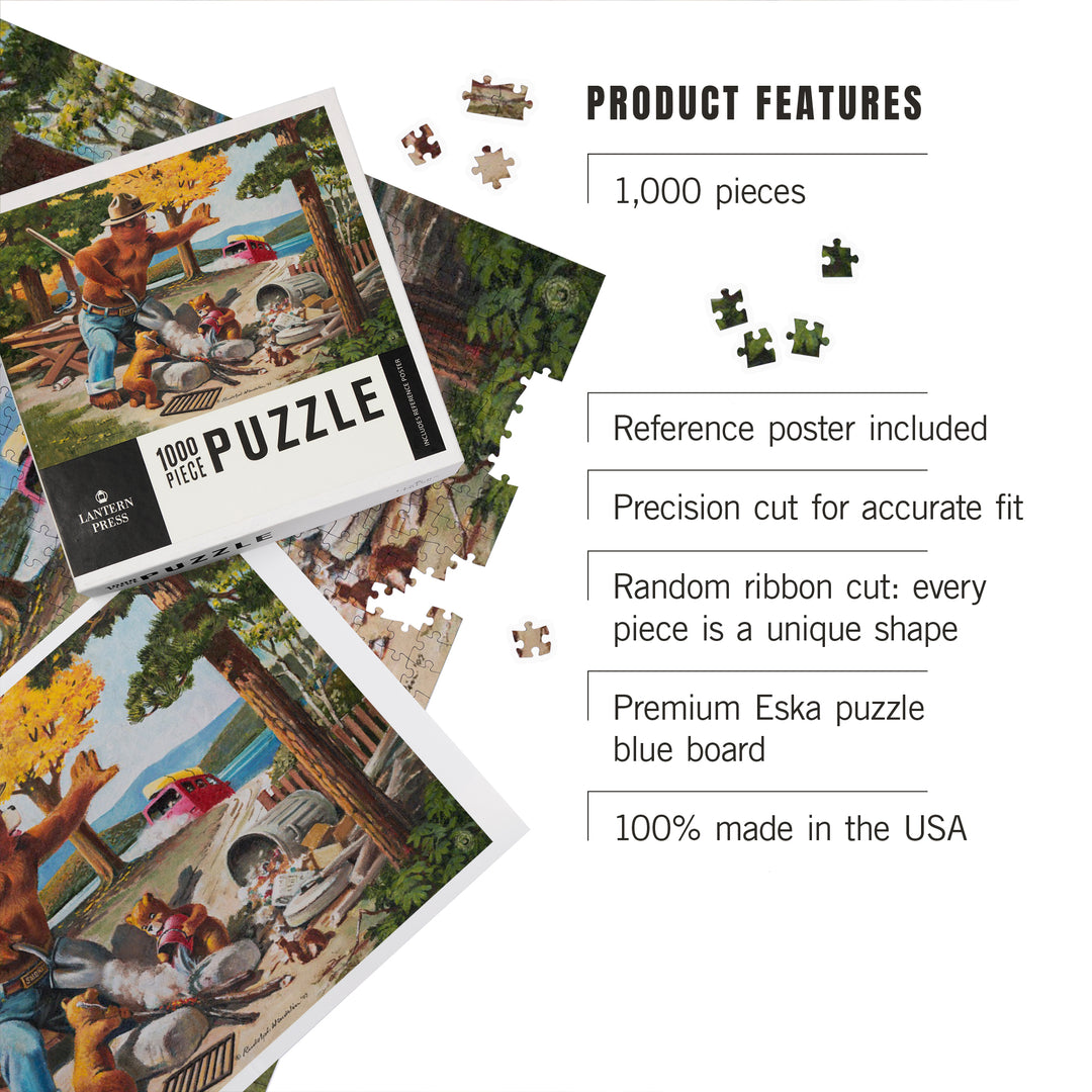 Smokey Bear, Extinguishing Left Campfire, Officially Licensed Vintage Poster, Jigsaw Puzzle Puzzle Lantern Press 