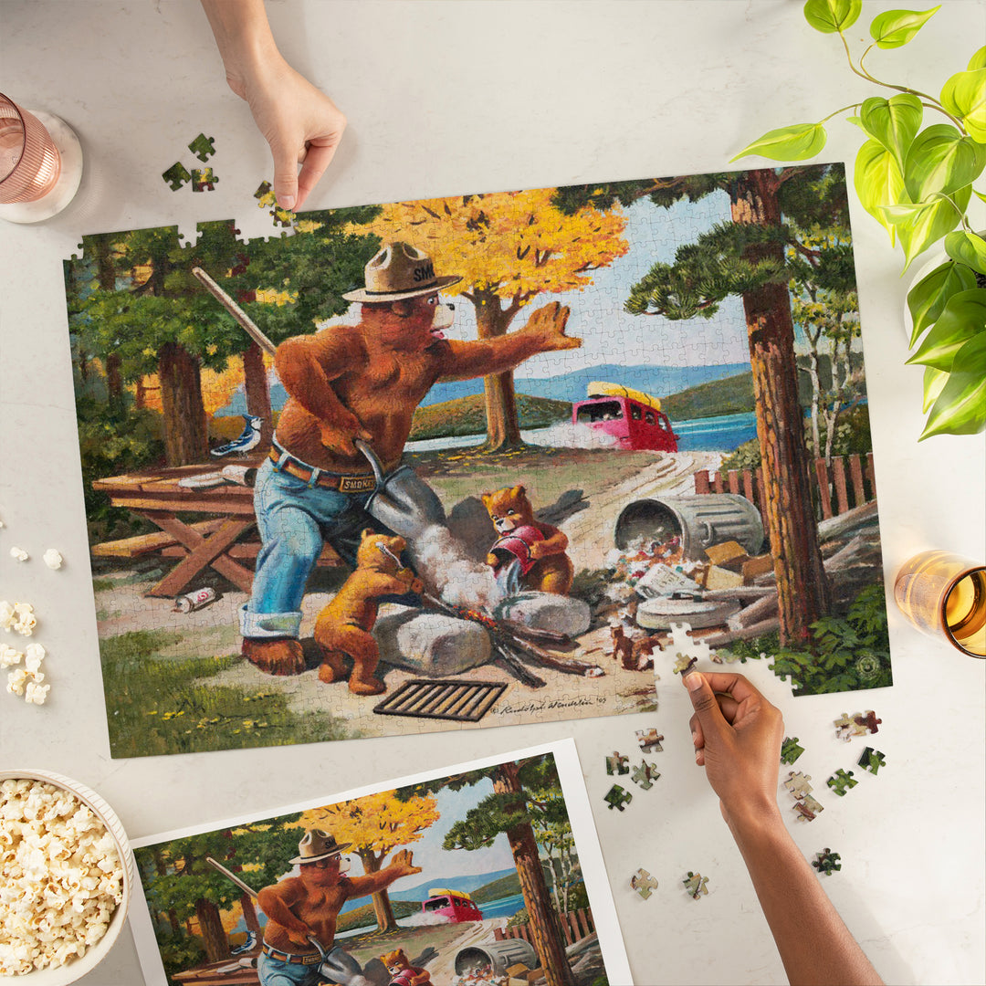 Smokey Bear, Extinguishing Left Campfire, Officially Licensed Vintage Poster, Jigsaw Puzzle Puzzle Lantern Press 