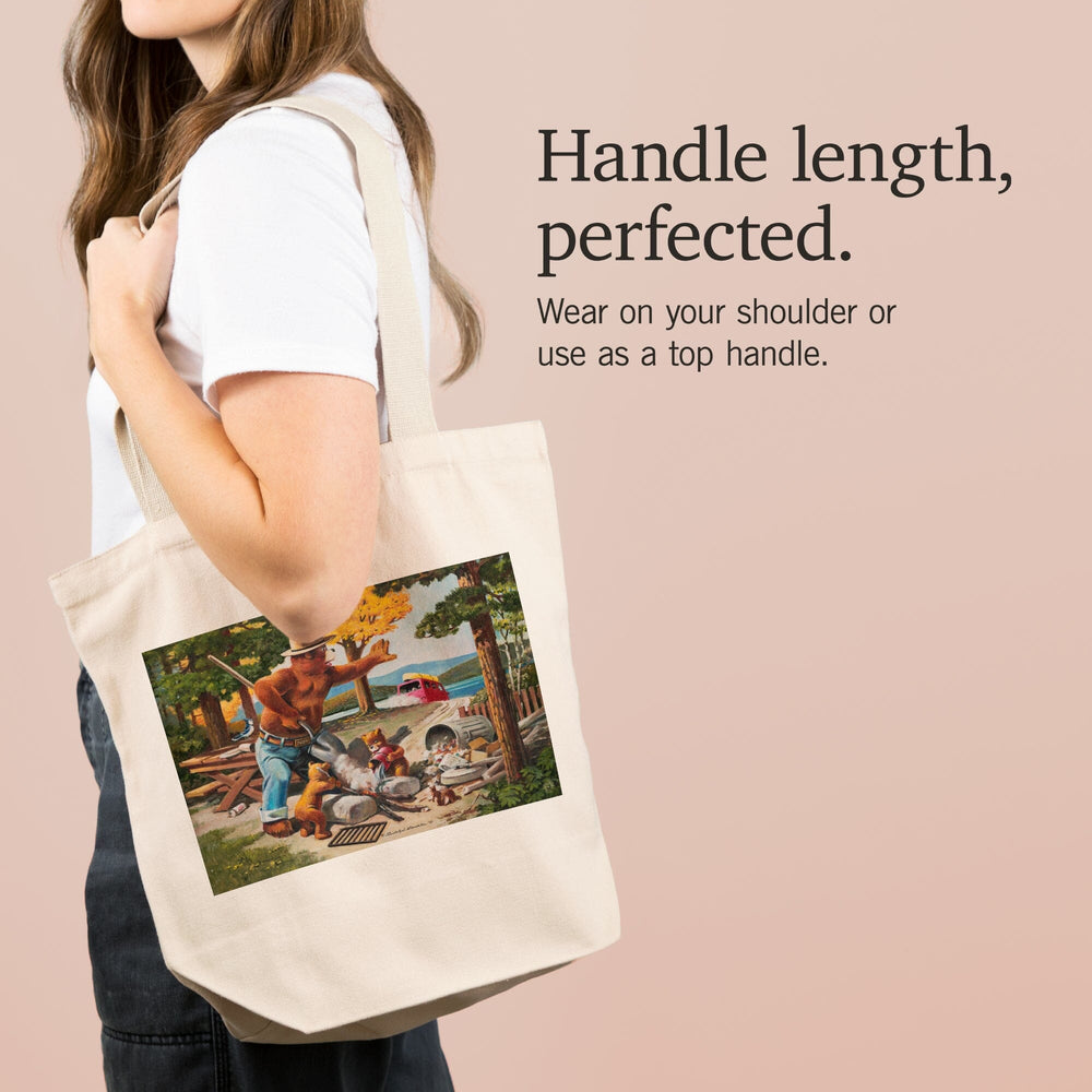 Smokey Bear, Extinguishing Left Campfire, Officially Licensed Vintage Poster, Tote Bag Totes Lantern Press 