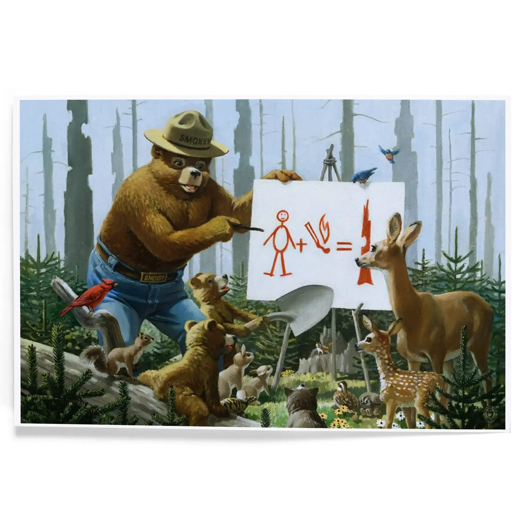 Smokey Bear, Forest Fire Equation, Officially Licensed Vintage Poster, Art & Giclee Prints Art Lantern Press 8 x 12 Art Print 
