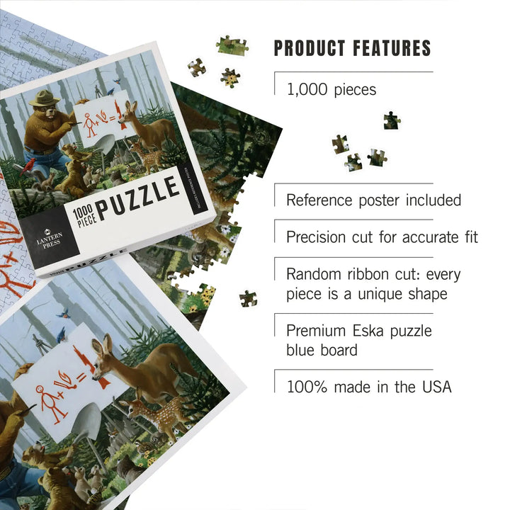 Smokey Bear, Forest Fire Equation, Officially Licensed Vintage Poster, Jigsaw Puzzle Puzzle Lantern Press 