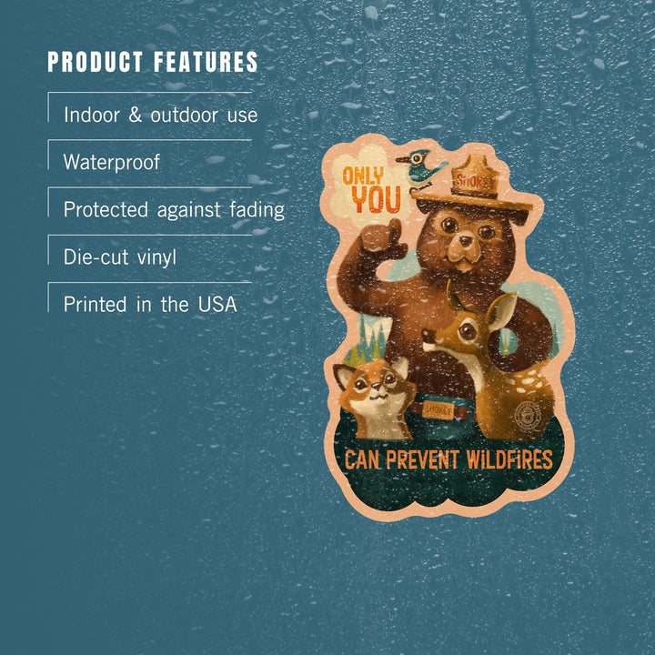 Smokey Bear & Friends, Only You, Contour, Lantern Press Artwork, Vinyl Sticker Sticker Lantern Press 