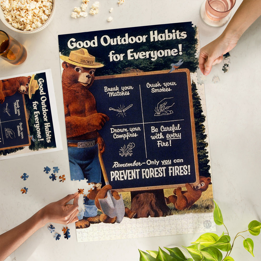 Smokey Bear, Good Outdoor Habits, Vintage Poster, Jigsaw Puzzle Puzzle Lantern Press 