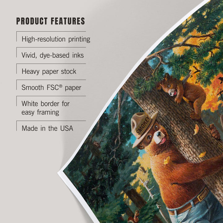Smokey Bear Hugging Tree, Officially Licensed, Art & Giclee Prints Art Lantern Press 