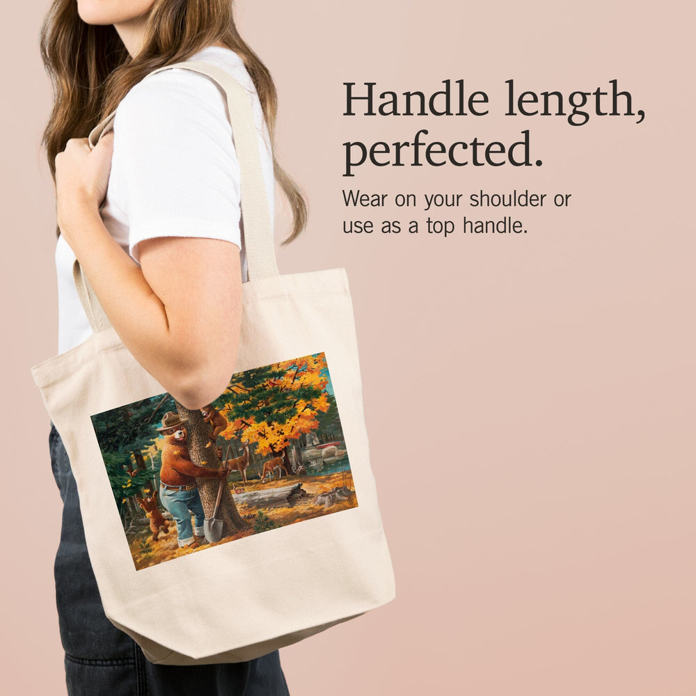 Smokey Bear Hugging Tree, Officially Licensed, Tote Bag Totes Lantern Press 