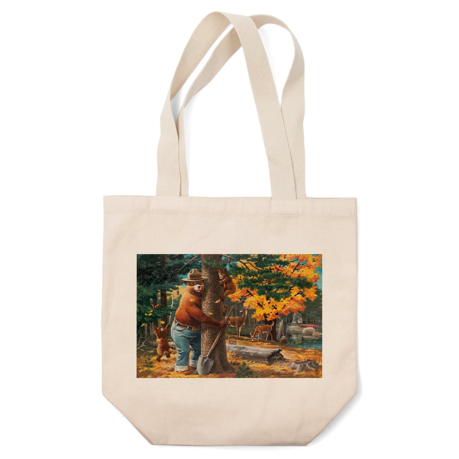 Smokey Bear Hugging Tree, Officially Licensed, Tote Bag Totes Lantern Press 