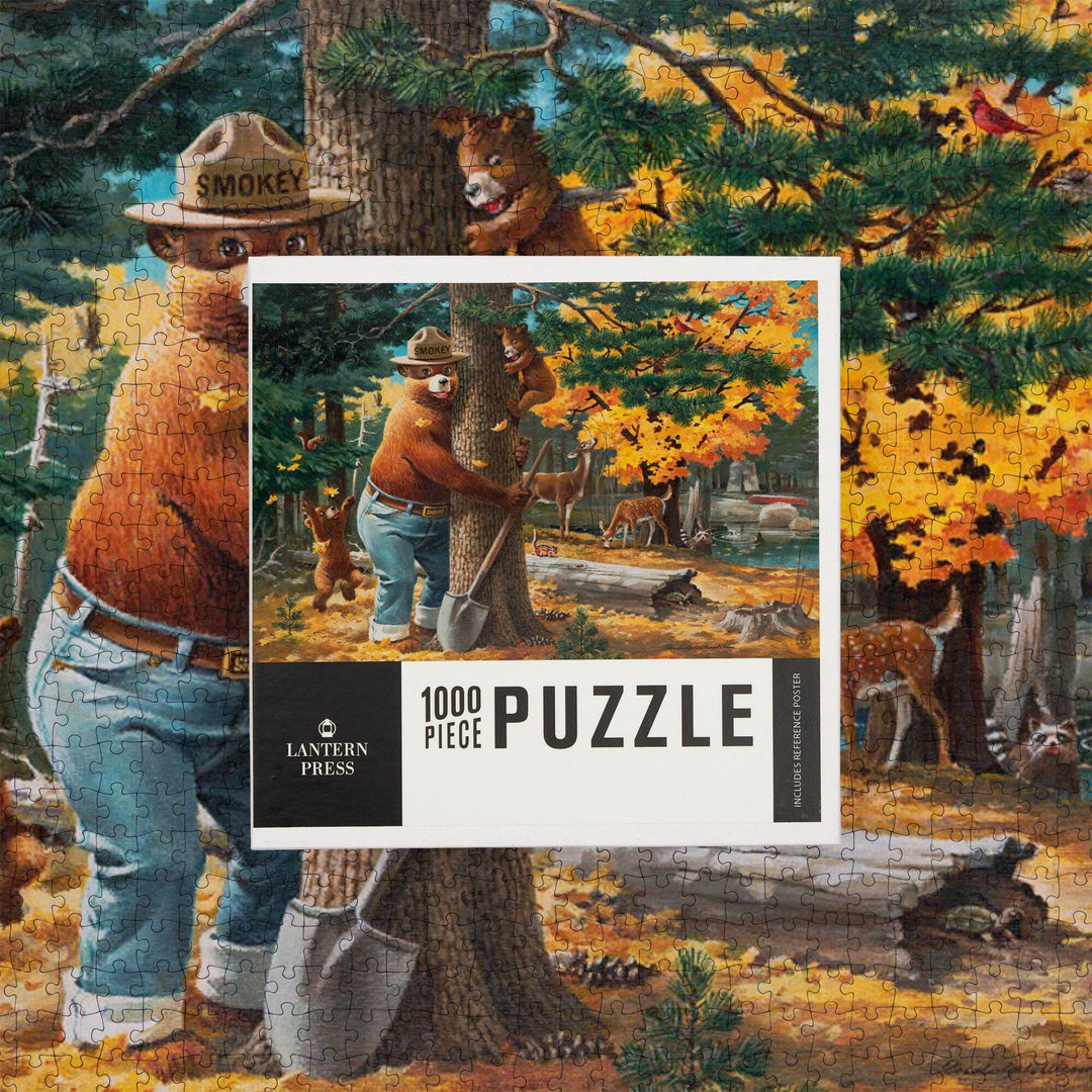 Smokey Bear, Hugging Tree, Officially Licensed Vintage Poster, Jigsaw Puzzle Puzzle Lantern Press 