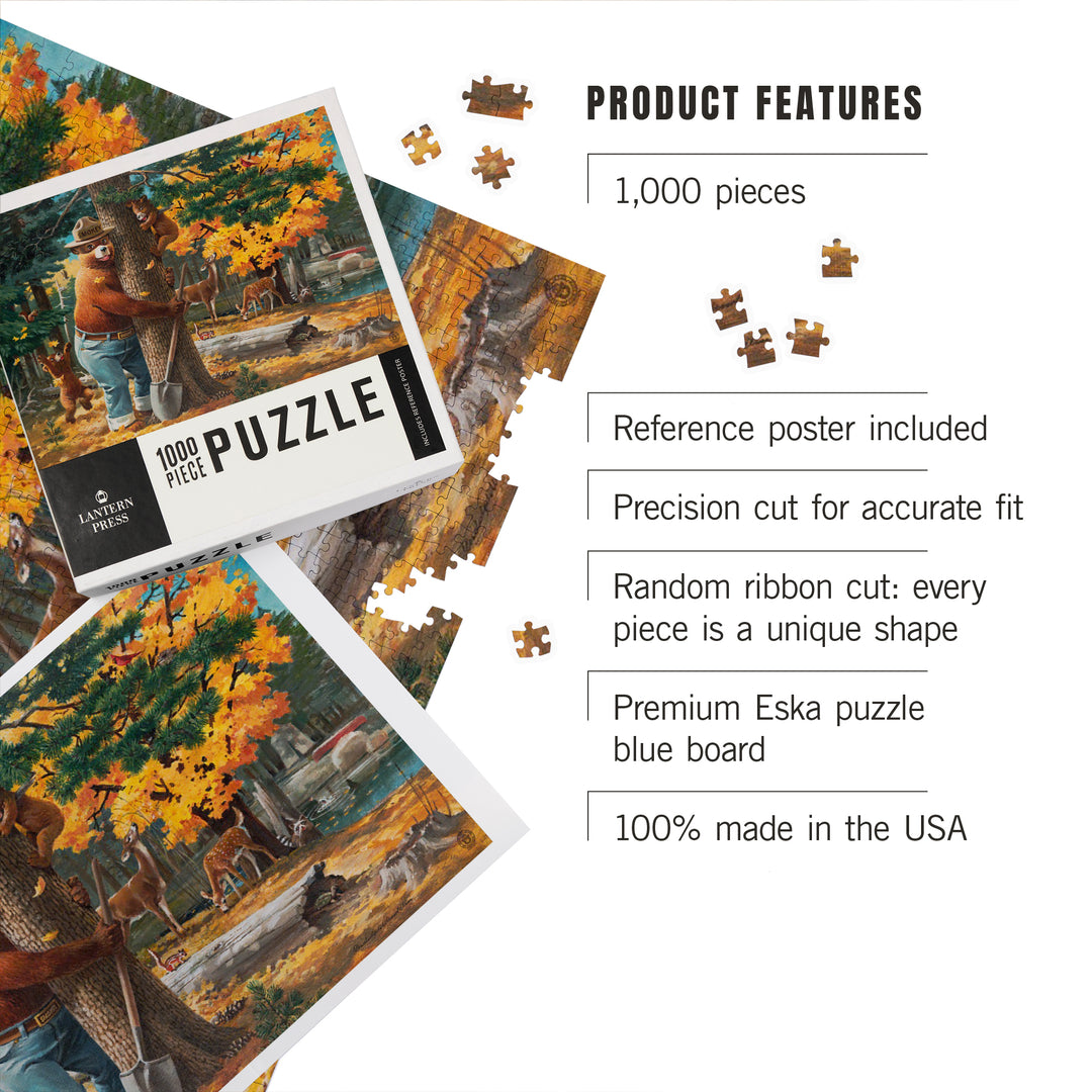 Smokey Bear, Hugging Tree, Officially Licensed Vintage Poster, Jigsaw Puzzle Puzzle Lantern Press 