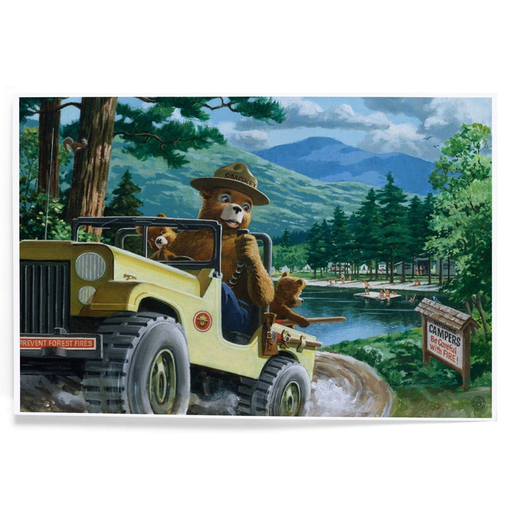 Smokey Bear, Leaving in SUV, Officially Licensed Vintage Poster, Art & Giclee Prints Art Lantern Press 