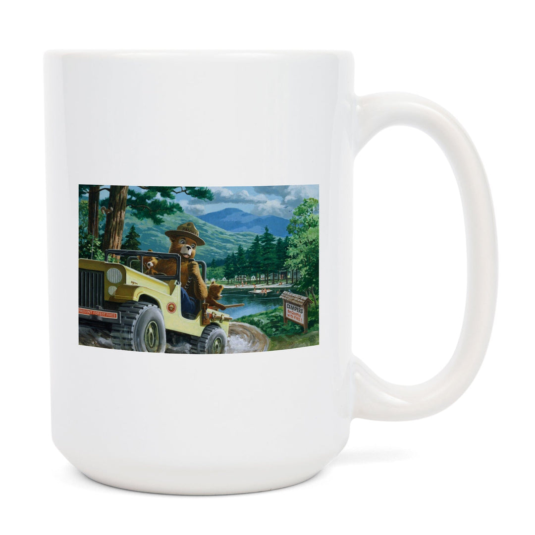 Smokey Bear, Leaving in SUV, Vintage Poster, Ceramic Mug Mugs Lantern Press 
