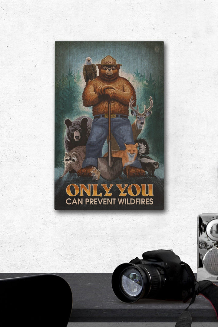 Smokey Bear, Only You Can Prevent Wildfires, Lantern Press Artwork, Wood Signs and Postcards Wood Lantern Press 12 x 18 Wood Gallery Print 